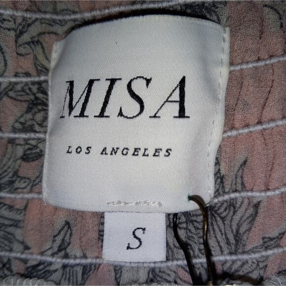 NWT MISA Los Angeles "Giroux" Baby Pink Off Shoulder Floral Mini Dress Size S - Picture 4 of 6